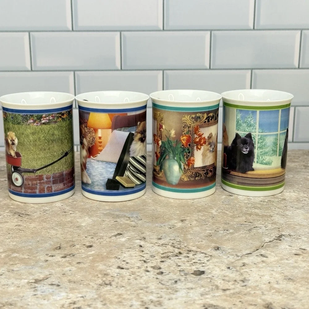 Danbury Mint Pomeranian Collection Coffee Tea Mugs Lot Of 9